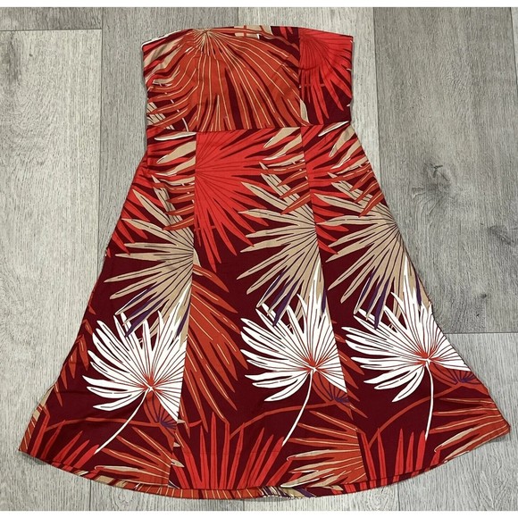 GAP Dresses & Skirts - Gap Stretch Strapless‎ Fit Flare Dress Women's Size 4 Red Hawaiian Floral